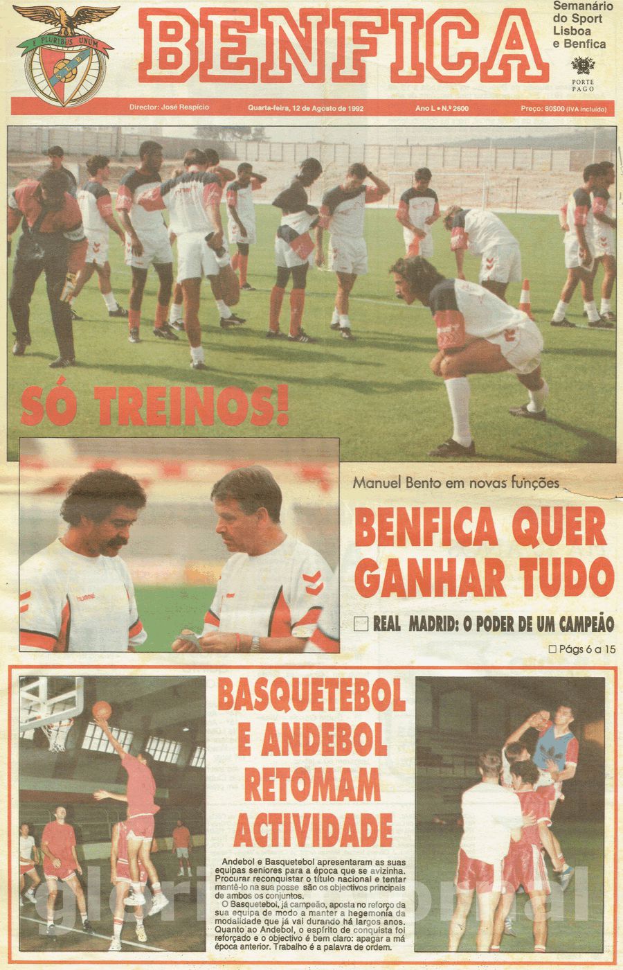 jornal o benfica 2600 1992-08-12